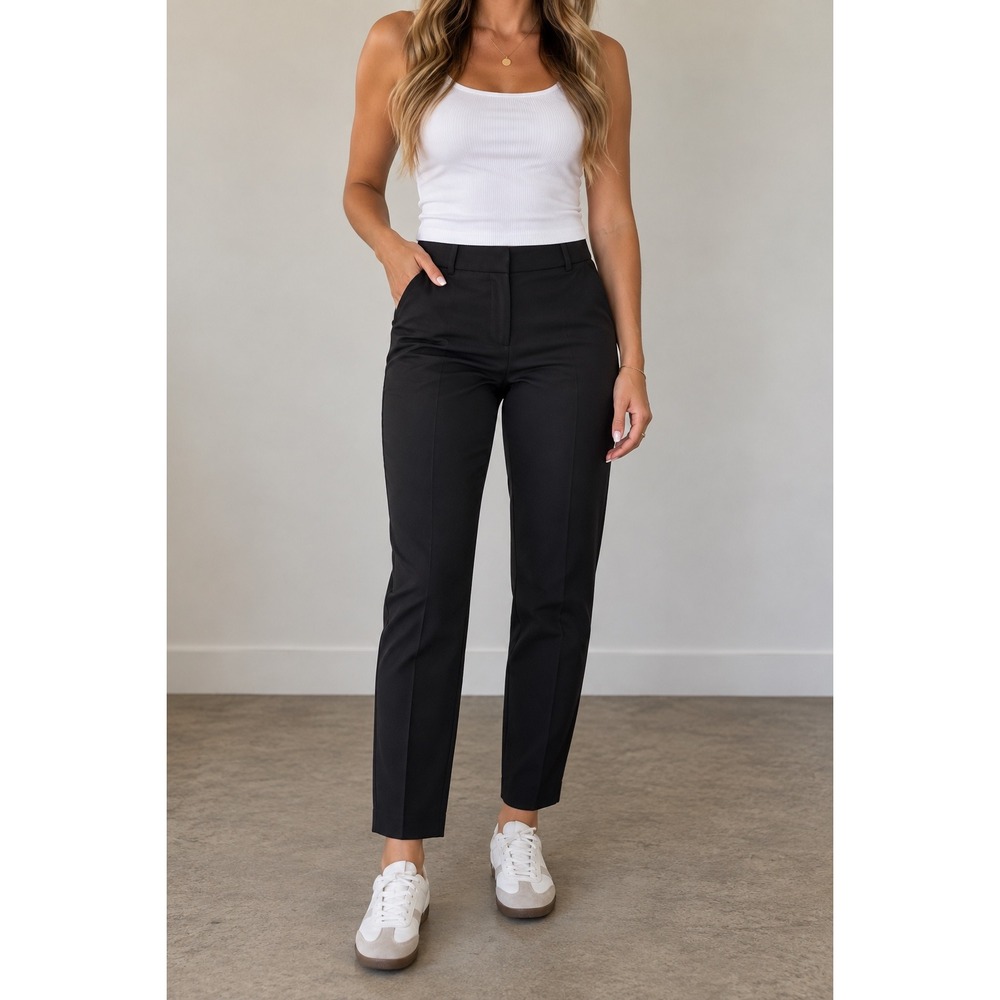 Express Columnist Black Slim Ankle Dress Pants Womens Size 2R Mid Rise Workwear